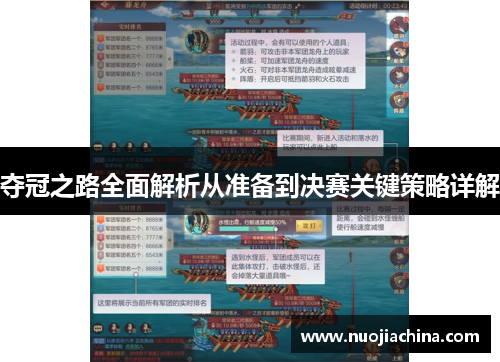夺冠之路全面解析从准备到决赛关键策略详解